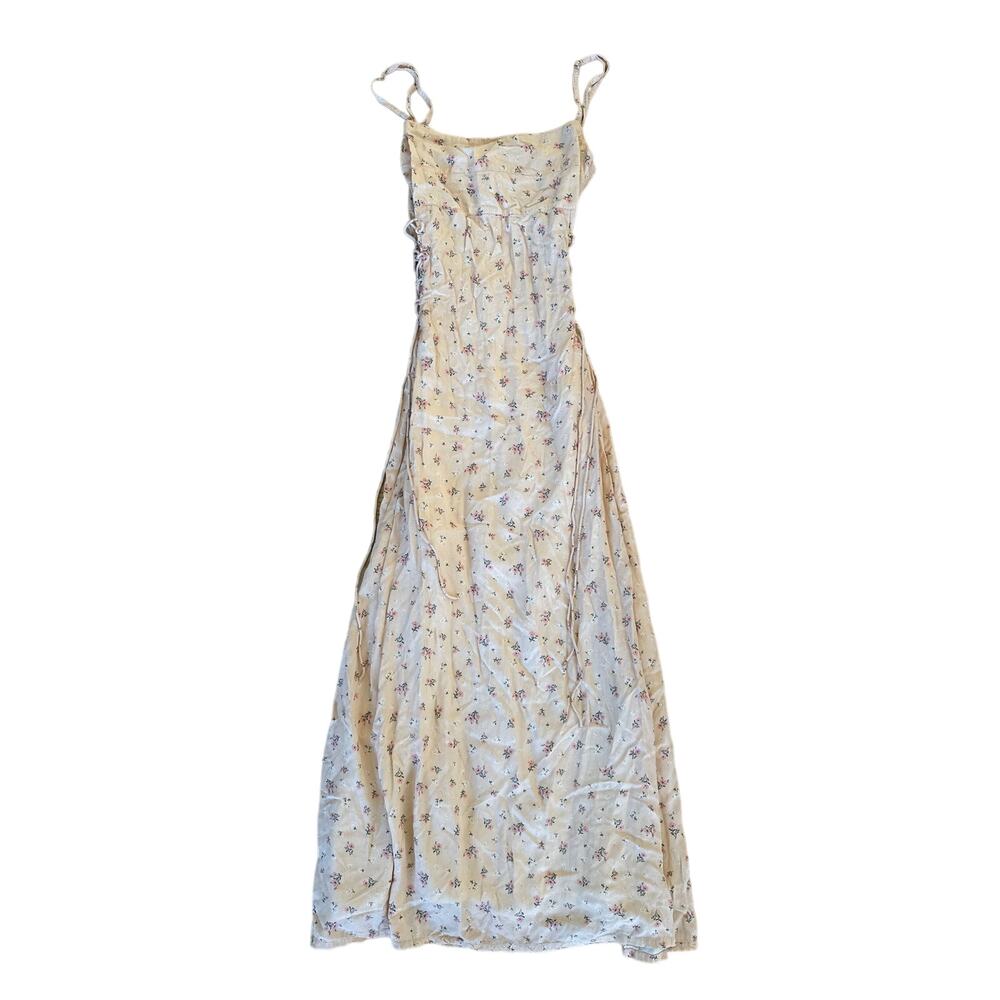 Praerie - Sandy Floral Side Lace up Maxi Dress in Pink